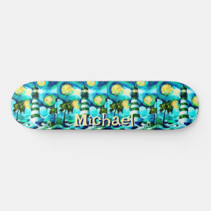 Tropische Vuurtoren Kust Nautisch gepersonaliseerd Skateboard