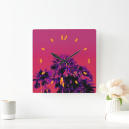 Tropische warmte palmbomen genummerde wandklok vierkante klok