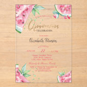 Tropische Watermeloen Zomer Quinceanera Acryl Uitnodigingen (Voorkant)