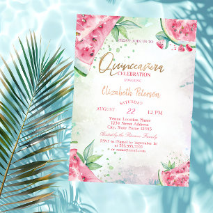 Tropische Watermeloen Zomer Quinceanera Kaart