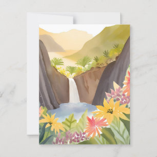Tropische Waterval   Bloemenschildering in Waterve Briefkaart