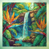 Tropische waterval en BOP Glas in lood kunst Raamsticker (Vel 3)
