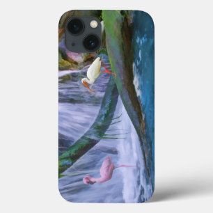 Tropische waterval, Flamingo en Ibis iPhone 13 Hoesje