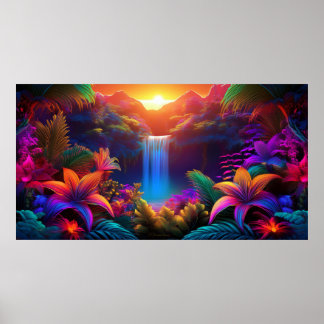 Tropische Waterval Poster