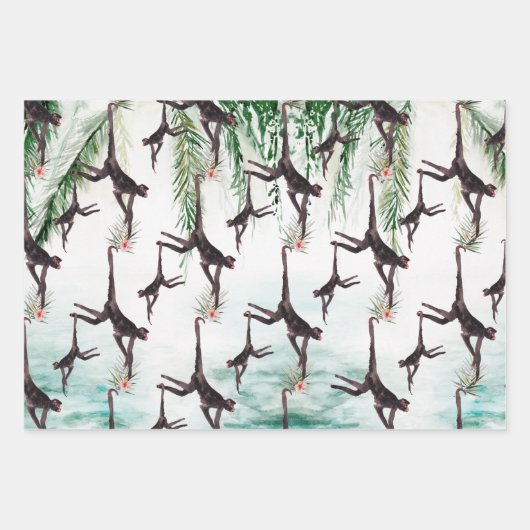 Tropische Waterverf aap Oerwoud Inpakpapier Vel (Voorkant)