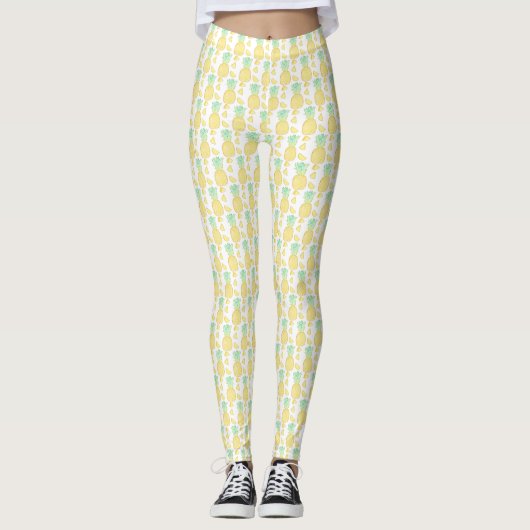 Tropische Waterverf Ananas Leggings (Voorkant)