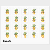 Tropische Waterverf Ananas Naam Vierkante Sticker (Vel)