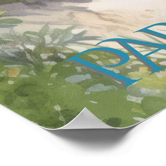 Tropische Waterverf Beach Lagoon Paradise Poster (Hoek)