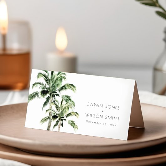 Tropische Waterverf Beach Palm Trees bruiloft