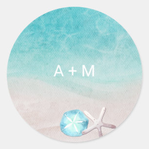 Tropische Waterverf Beach Weddenschap Ronde Sticker