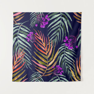 Tropische waterverf bladeren, abstracte plons. wandkleed