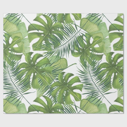 Tropische Waterverf bladeren inpakpapier (Vlak)