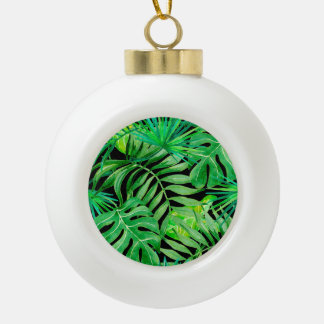 Tropische Waterverf bladeren: naadloze elegantie. Keramische Bal Ornament