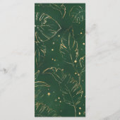Tropische Waterverf Bladgroen Goud Bruiloft Menu (Achterkant)