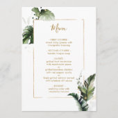 Tropische Waterverf Bladgroen Goud Bruiloft Menu (Voorkant)