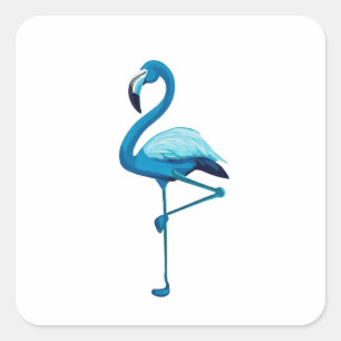 Tropische Waterverf Blauwe Flamingo Vierkante Sticker