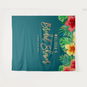 Tropische Waterverf Bloemen Bruidsdouche Achtergro Wandkleed (Voorkant (horizontaal))