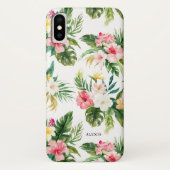 Tropische Waterverf bloemen en bladpatroon Case-Mate iPhone Case (Achterkant)