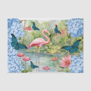 Tropische Waterverf Bloemen Flamingo & Vlinders Tissuepapier