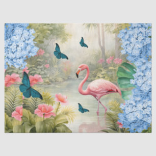 Tropische Waterverf Bloemen Flamingo & Vlinders Tissuepapier