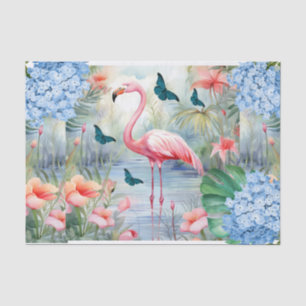 Tropische Waterverf Bloemen Flamingo & Vlinders Tissuepapier