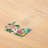 Tropische Waterverf Bloemen & Groen Bruiloft Acryl Uitnodigingen (Laagn)