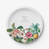 Tropische Waterverf Bloemen & Groen Bruiloft Papieren Bordje (Voorkant)