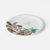 Tropische Waterverf Bloemen & Groen Bruiloft Papieren Bordje (Gekanteld)