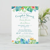 Tropische Waterverf Bloemen Koppels Douche Kaart (Staand voorkant)