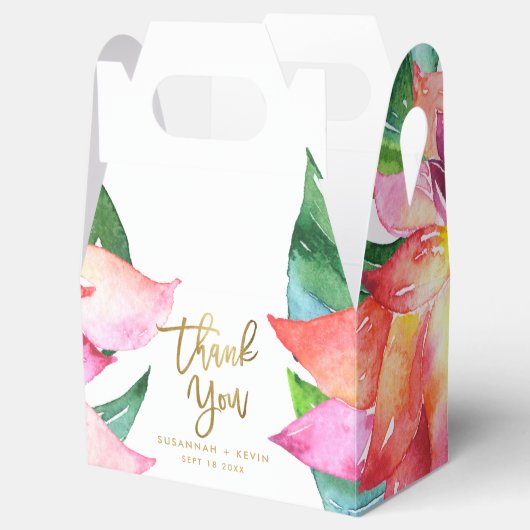 Tropische Waterverf bloemenbruiloft gunst dank u Bedankdoosjes (Geopend)