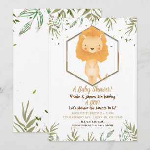 Tropische Waterverf Cute Leeuw Jongens Baby Shower Kaart