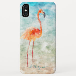 Tropische Waterverf Flamingo Beach iPhone XS Max Hoesje