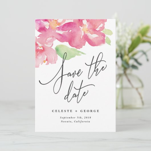 Tropische waterverf floraal sparen de datum save the date (Staand voorkant)