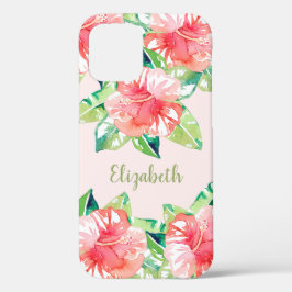 Tropische Waterverf Floral Blossom iPhone 12 Hoesje