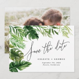 Tropische waterverf foliage florale foto save the date