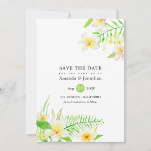 Tropische Waterverf Frangipani Floral Wedding Save The Date