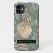 Tropische Waterverf Gold en groen lederen patroon Case-Mate iPhone Case (Achterkant)