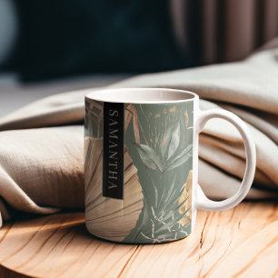 Tropische Waterverf Gold en groen lederen patroon Koffiemok