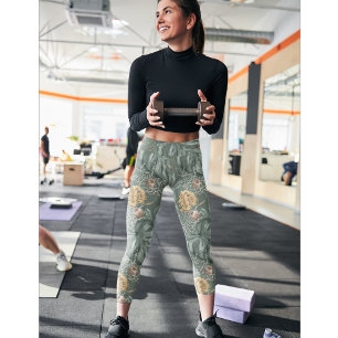 Tropische Waterverf Gold en groen lederen patroon Leggings