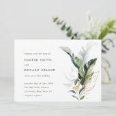 Tropische Waterverf Groene bladeren Bruiloft Kaart (Staand voorkant)
