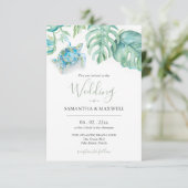 Tropische Waterverf huwelijksuitnodigingen met QR- Kaart (Staand voorkant)