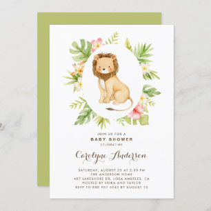 Tropische Waterverf Lion Summer Baby shower Kaart