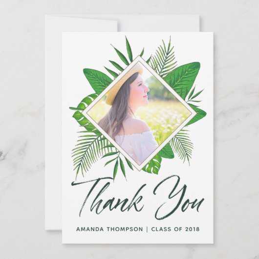 Tropische Waterverf Luau Afstuderen Hartelijk dank Aankondiging (Voorkant)