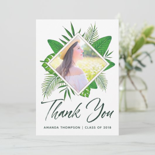 Tropische Waterverf Luau Afstuderen Hartelijk dank Aankondiging (Staand voorkant)