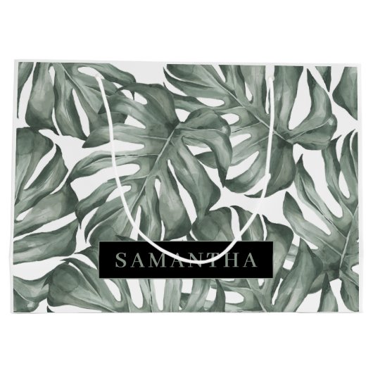 Tropische Waterverf Modern oasis leest Patroon Groot Cadeauzakje (Achterkant)