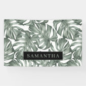 Tropische Waterverf Modern oasis leest Patroon Spandoek (Horizontaal)