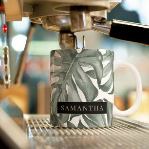 Tropische Waterverf Modern oasis leest Patroon Tweekleurige Koffiemok