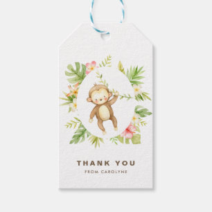 Tropische Waterverf Monkey Summer Dank je wel Cadeaulabel