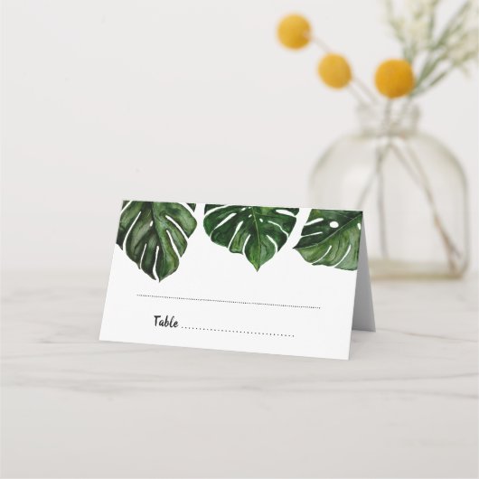 Tropische Waterverf Monstera Leaf Greenery Wedding (Voorkant)