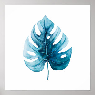Tropische Waterverf Monstera Leaf Illustratie Poster